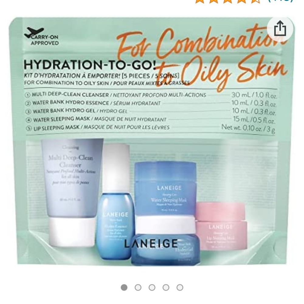 laneige combination to oily skin to go package lip mask face mask wash oil